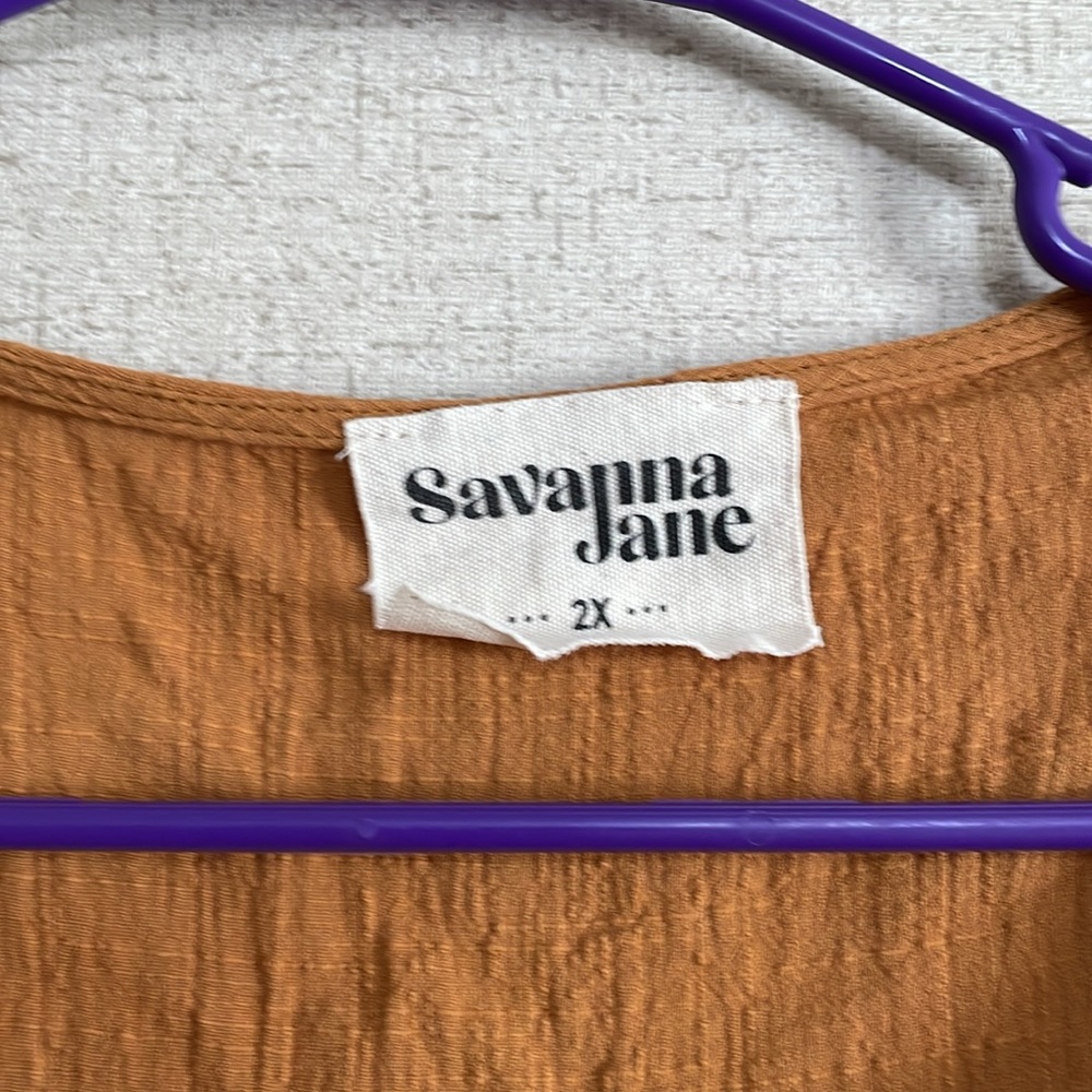Savanna Jane Rust Brown Embroidered Floral Tunic - Picture 3 of 5